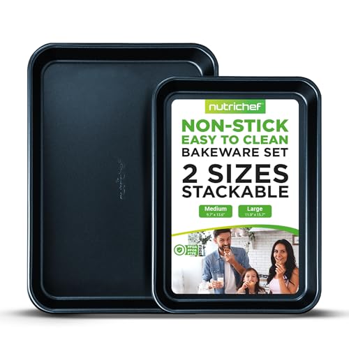 NutriChef Antihaft-Backformen, 2-teilige Ofen-Backbleche mit hochwertiger Antihaftbeschichtung, 38,1 x 27,9 cm und 33 x 22,9 cm Größen für bequemes Braten und Backen, spülmaschinenfest NutriChef Antihaft-Backformen, 2-teilige Ofen-Backbleche mit hochwertiger Antihaftbeschichtung, 38,1 x 27,9 cm und 33 x 22,9 cm Größen für bequemes Braten und Backen, spülmaschinenfest von Nutrichef