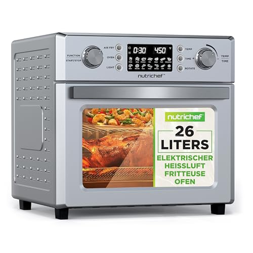 NutriChef Elektrischer Heißluftofen 26L | Heißluftfritteuse und Rotisserie mit 1700W für die Arbeitsplatte | 360° Rotationsfunktion | 10 vorprogrammierte digitale Programme | Inklusive Tropfschale NutriChef Elektrischer Heißluftofen 26L | Heißluftfritteuse und Rotisserie mit 1700W für die Arbeitsplatte | 360° Rotationsfunktion | 10 vorprogrammierte digitale Programme | Inklusive Tropfschale von Nutrichef