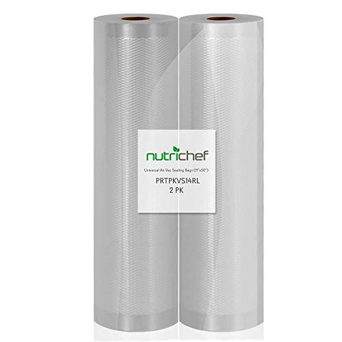 Nutrichef Premium Vakuum, 2er-Pack, 11x50 handelsübliche Lebensmittelaufbewahrung, Versiegelung Ihrer eigenen Größe für Lebensmittelretter und andere Marken, 27,9 x 127 cm Rollen (2er-Pack) von Nutrichef