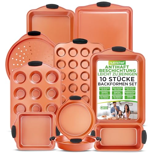 Nutrichef 10-teiliges Backform Set Antihaftbeschichtet, Springform Set Hitzebeständig, Spülmaschinengeeignet & Stapelbar, inkl. Muffinblech, Pizzablech, Springform & Co, Backset für den Backofen Nutrichef 10-teiliges Backform Set Antihaftbeschichtet, Springform Set Hitzebeständig, Spülmaschinengeeignet & Stapelbar, inkl. Muffinblech, Pizzablech, Springform & Co, Backset für den Backofen von Nutrichef