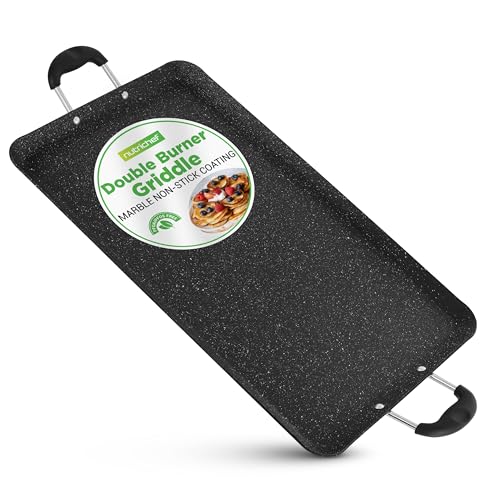 Nutrichef Plaque Double Brûleur Antiadhésive pour Cuisinière à Gaz – Compatible Lave-Vaisselle, Poignées Bakélite, Diffusion Uniforme, Sans PFOA/PFOS – 51x30x2 cm (Noir) von Nutrichef