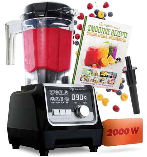 NUTRI-BLENDER MAX+ Hochleistungsmixer 2000W Standmixer Smoothie Hochleistung Smoothie-Maker Profi Mixer Blender - 2L Tritan, BPA-FREI, 9 Stufen, Digital-Timer Inkl. Smoothie Rezeptbuch von Nutrilovers