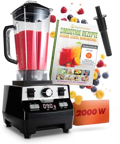 NUTRI-BLENDER MAX Hochleistungsmixer 2000W Standmixer Smoothie Hochleistung Smoothie-Maker Profi Mixer Blender - 2L Tritan, BPA-FREI, 9 Stufen, Digital-Timer Inkl. Smoothie Rezeptbuch von Nutrilovers