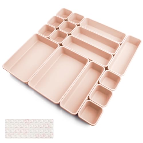 16 Stück Schubladen Organizer Schublade Trenner Bad Organizer Boxen Set mit 40 Silikon-Anti-Rutsch-Kugel Hemnes Kommode Küche Schreibtisch Utensilien (Rosa) von Nuts OT nuts