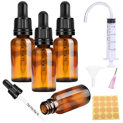 Nuts OT nuts Pipettenflasche 20ml 4 Stk Tropfflasche Dropper Bottle Flasche mit Pipette Kleine mit 5 Zubehör Aromatherapie für ätherische Öle Liquid Dyes Duftstoffe Apothekerflasche(Braune) von Nuts OT nuts