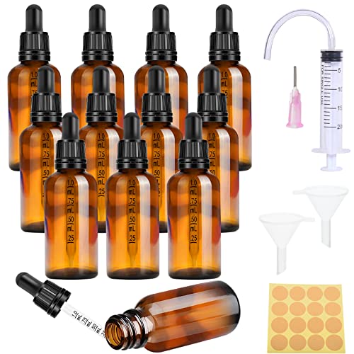 Pipettenflasche 30ml 12 Stk Tropfflasche Dropper Bottle Flasche mit Pipette Kleine mit 5 Zubehör Aromatherapie für ätherische Öle Liquid Dyes Duftstoffe Apothekerflasche(Braune) von Nuts OT nuts