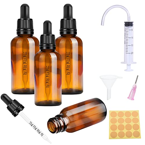 Nuts OT nuts Pipettenflasche 30ml 4 Stk Tropfflasche Dropper Bottle Flasche mit Pipette Kleine mit 5 Zubehör Aromatherapie für ätherische Öle Liquid Dyes Duftstoffe Apothekerflasche(Braune) von Nuts OT nuts