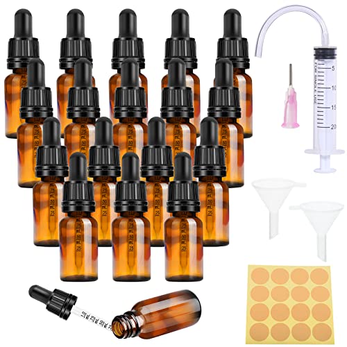 Pipettenflasche 10ml 18 Stk Tropfflasche Flasche mit Pipette Kleine Braunglas Sprühflasche Dropper Bottle Tropfpipette Glasfläschchen mit 5 Hilfsmitteln für ätherische Öle Duftstoffe Apothekerflasche von Nuts OT nuts