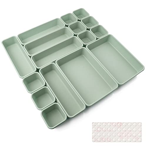 Schubladen Einlagen 16 Stk Trennsystem Gewürz Organizer Schublade Grün Trenner Bad Organizer Boxen Set mit Silikon-Anti-Rutsch-Kugel Hemnes Kommode Küche Schreibtisch Utensilien von Nuts OT nuts