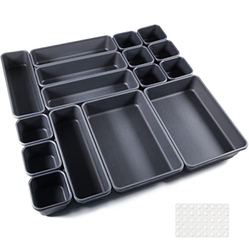 Schubladen Einlagen 16 Stk Trennsystem Gewürz Organizer Schublade Schwarz Trenner Bad Organizer Boxen Set mit 40 Silikon-Anti-Rutsch-Kugel Hemnes Kommode Küche Schreibtisch Utensilien von Nuts OT nuts