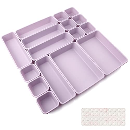 Schubladen Einlagen 16 Stk Trennsystem Gewürz Organizer Schublade Trenner Bad Organizer Boxen Set mit Silikon-Anti-Rutsch-Kugel Hemnes Kommode Küche Schreibtisch Utensilien(Hellviolett) von Nuts OT nuts