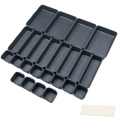 Schubladen Einlagen 24 Stk Trennsystem Gewürz Organizer Schublade Schwarz Trenner Bad Organizer Boxen Set mit 40 Silikon-Anti-Rutsch-Kugel Hemnes Kommode Küche Schreibtisch Utensilien von Nuts OT nuts