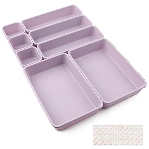 Schubladen Einlagen 8 Stk Trennsystem Gewürz Organizer Schublade Trenner Bad Organizer Boxen Set mit Silikon-Anti-Rutsch-Kugel Hemnes Kommode Küche Schreibtisch Utensilien(Hellviolett) von Nuts OT nuts