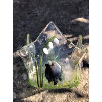 Schaf Teelichthalter Blumen Verschmolzenes Glas von Nuttysglassstudio
