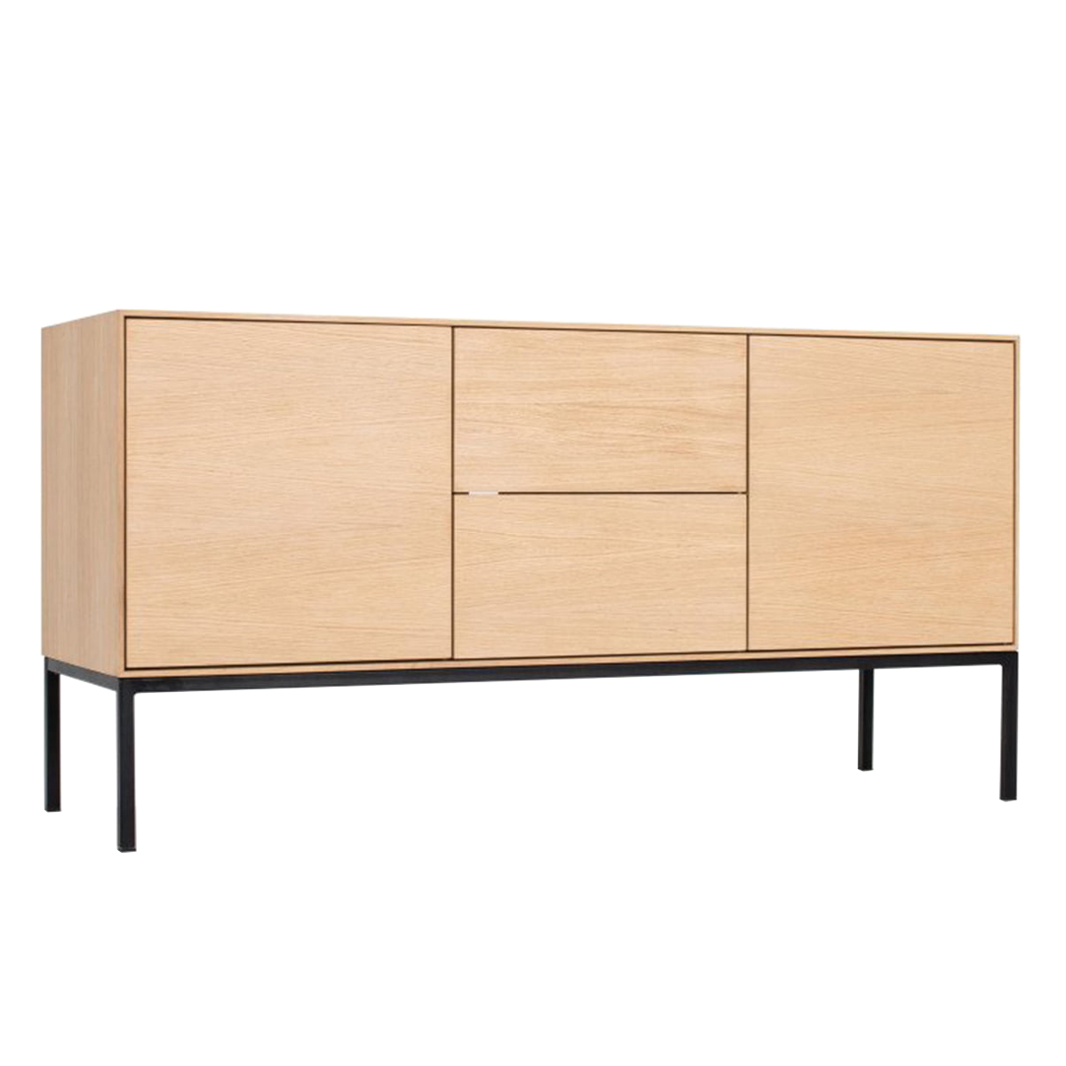 Nuuck - Nuury Sideboard 138x45x70cm - Eiche/schwarz/2x Fach mit Tür 43,4x43,5x41cm/2x Schublade 39,2x13,3x30,8cm/Gestell Stahl schwarz pulverbeschicht von Nuuck