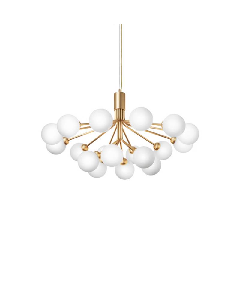 Nuura - Apiales 18 Kronleuchter Brushed Brass/Opal White von Nuura