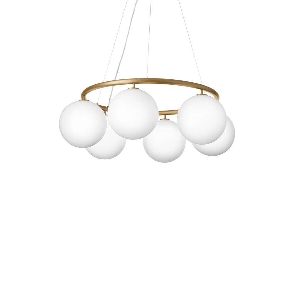 Nuura - Miira 6 Circular Kronleuchter Brass/Opal von Nuura