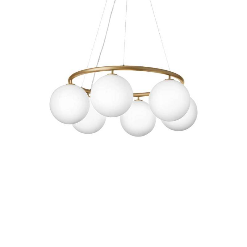 Nuura - Miira 6 Circular Kronleuchter Brass/Opal von Nuura