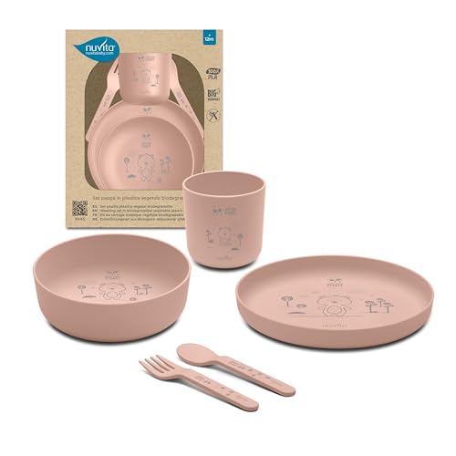 Nuvita 8465 Bioplastik Esslern-Set – Teller, Schüssel, Becher und Besteck aus biologisch abbaubarem PLA – Spülmaschinengeeignet, mikrowellenfest, BPA- und phthalatfrei – Ab 6 Monaten - English Rose Nuvita 8465 Bioplastik Esslern-Set – Teller, Schüssel, Becher und Besteck aus biologisch abbaubarem PLA – Spülmaschinengeeignet, mikrowellenfest, BPA- und phthalatfrei – Ab 6 Monaten - English Rose von Nuvita