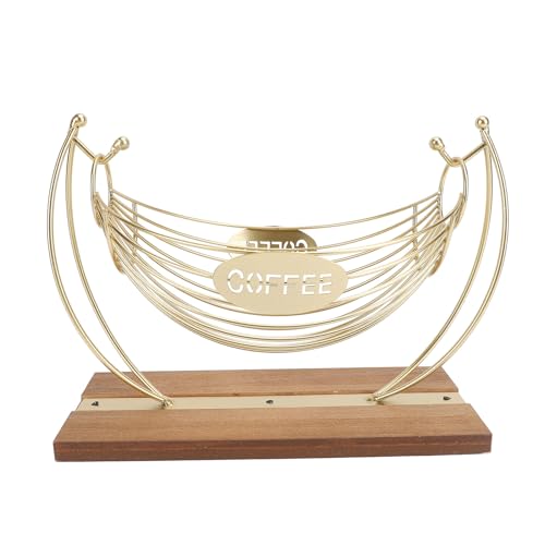 Kaffeeschotenhalter, Kaffee -Pod -Organisator, Eisen Hängematte Design Holzbasis Kaffee Kapsel Korb Stall Arbeitsplatte Aufbewahrung Kaffee Kapsel Lagerregal für Küchenbüro von Nuvollo