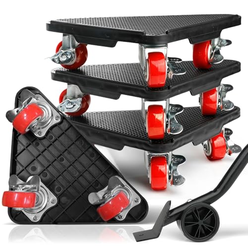 Rollbretter Transport, 4 Set möbeltransportrollen mit Bremsen 360 möbelheber mit Rollen Tragfähigkeit 750 kg möbelrollen schwerlast möbel Rollen für mühelosen Transport schwere Möbel heberollen von Nuvollo