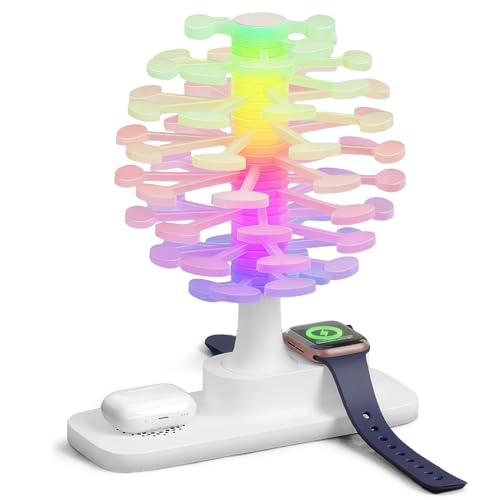 Spiralförmige LED-Tischlampe mit 15W Kabellosem Laden & RGB Beleuchtung, Dimmbare Nachttischlampe Touch Steuerung, USB-C Anschluss für Schlafzimmer, Wohnzimmer, Büro Nachttischlampe mit Ladefunktion von Nuvollo