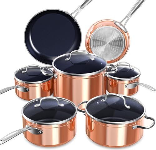 Nuwave Topfsets Pfannenset 12-Teilig Antihaft- Keramik von G10 Duralon Blue, Kochtöpfe mit Topfdeckel, für Induktion Geeignet, Pfanne 20/24cm, Kochtopf, Tiefe Bratpfanne, Sichere PFAS-frei von Nuwave