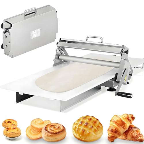 Nuxyyds Faltbare Teigausrollmaschine,30cm& 39,4cm Edelstahl,Manuelle Teigausrollmaschine für die Arbeitsplatte,Ausrolldicke einstellbar von 0,5–17,5mm/0,5–27mm,für die Herstellung von Blätterteig 12" von Nuxyyds