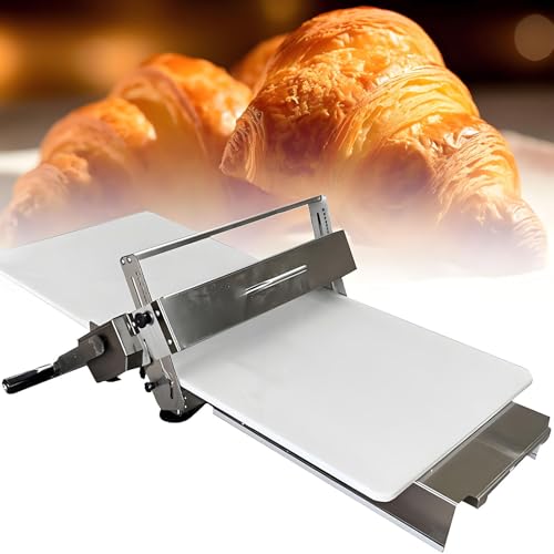 Nuxyyds Faltbare manuelle Teigausrollmaschine, Edelstahl-Pizzamaker, Teigstärke einstellbar (0,5–17,5 mm/0,5–27 mm), für Gebäck, Pizza Croissant – Gewerblich & Heimgebrauch 12" von Nuxyyds