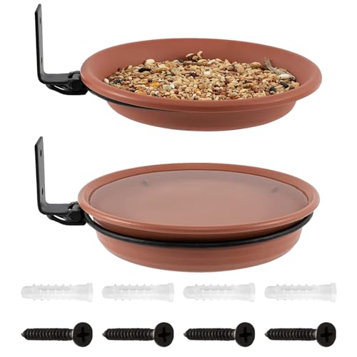 Baum montierte Vogelhäuschen - 2 Tablettvögel Badefuttermittel, Starke Metallstützklammer | Hinterhof montierte Vogelfutterschalen, Einfacher Feeder für Baum, Wand, Garten von Nuyhadds