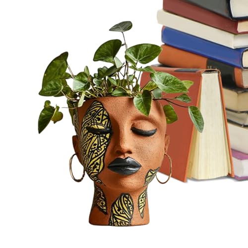 Blumentöpfe Für Sukkulenten - Blumentöpfe Afrikanische Göttin Design, Elegantes Göttinnengesicht Aus Kunstharz | Gesicht Pflanzer Topf Mit Entwässerungsloch Für Den Home Desk Garden Balkon von Nuyhadds