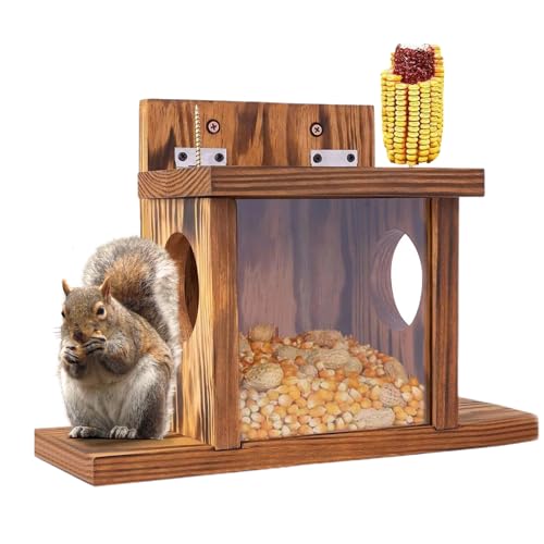Holz Eichhörnchen -Feeder - Rustikale Fütterungsstation im Freien, natürliche Getreide Snack Box | Handgefertigtes Design, Hinterhofgartenthema, wetterfestes Finish, montierbare Plattform zum Anschaue Holz Eichhörnchen -Feeder - Rustikale Fütterungsstation im Freien, natürliche Getreide Snack Box | Handgefertigtes Design, Hinterhofgartenthema, wetterfestes Finish, montierbare Plattform zum Anschaue von Nuyhadds