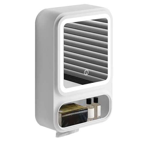 Nuyhadds Badezimmer Wandmontierter Spiegelschrank - Dimmbare LED Licht Anti Fog Moderne Hautpflegeposition, Badezimmerschrank Mit Spiegeldusche Accessoires | Wandmontiertes Design Dimmbarer LED Light von Nuyhadds
