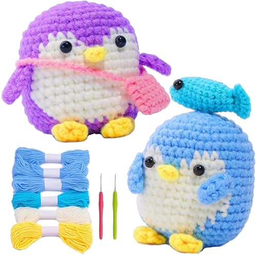 Nuyhadds Pinguin-Häkelpaket – Häkelpaket für Anfänger, Pinguin-Kuscheltier-Häkelpaket für Erwachsene von Nuyhadds