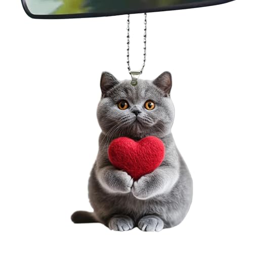 Nuyhadds Rückansicht-Acryl-Katzenornament, Auto-Acryl-Katzenanhänger - Niedlicher Katzen-Acryl-Tieranhänger für den Rückspiegel - Fahrzeug-Innendekoration, Automobilverkleidung, Roadtrip-Spaß für von Nuyhadds