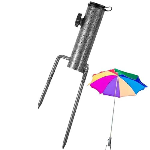 Nuyhadds Sonnenschirm Ankerhalter - Verstellbarer Bodenständer Aus Metall, Bodenanker Stabiler Rundfuß | Robuste Schirmhalterung Für Strands, Garten, Terrasse, Outdoor Camping Bei Wind Und Wetter von Nuyhadds