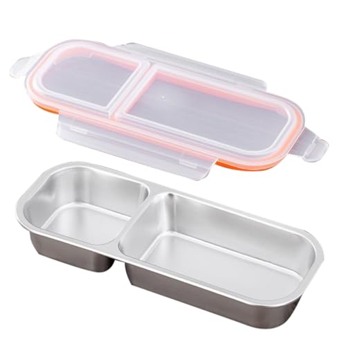 Snackbox Behälter Mehrfach - Stapelbare Obstdose mit Trennwand, Wiederverwendbare Vorratsdose Auslaufsicher | Silikonversiegelte Aufbewahrungsbox mit Deckel, Lunch box für Meal Prep, Soßen To-Go von Nuyhadds