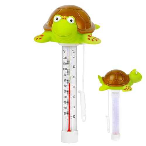 Turtle Design Water Thermometer - Schwimmende Pooltemperaturanzeige, Großes Display -Werkzeug | Wasserdichtes Messgerät Im Freien, Langlebiges Instrument Mit Klarem Maßstab Mit Einfachen Lesezahlen Fü von Nuyhadds
