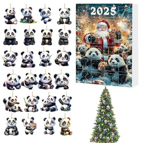 Adventskalender 24 Teile Countdown,2D Panda Weihnachtsschmuck - Hängeelemente Für Winterliche Feiertagstradition Türdekoration Als Geschenkefüller von Nuyhgtr
