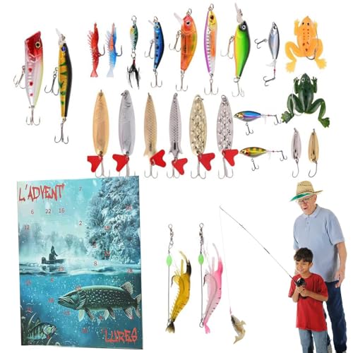 Fishing Lure Countdown Kalender | Süßwasser-Angeln Köder Countdown Kalender 24-Tage | Hartköder Weichköder Angelzubehör für Stausee Fluss Teich See Outdooraktivität Fishing Lure Countdown Kalender | Süßwasser-Angeln Köder Countdown Kalender 24-Tage | Hartköder Weichköder Angelzubehör für Stausee Fluss Teich See Outdooraktivität von Nuyhgtr