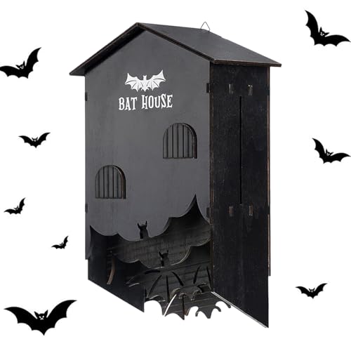 Fledermauskasten – Garten Holz Fledermausnest – Dreikammer-Wandhalterung Unterschlupf Häuser Box für Garten Hinterhöfe Outdoor Halloween Dekoration von Nuyhgtr