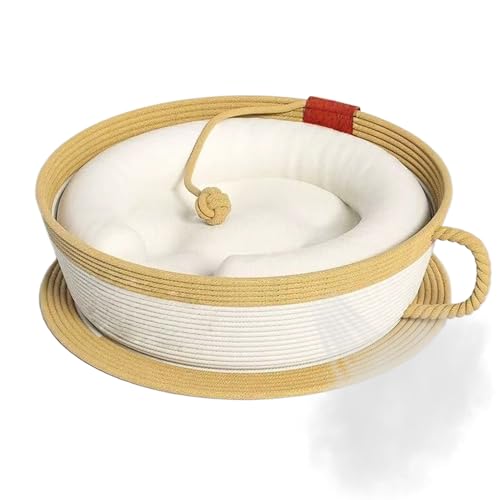 Katzennestbett - Kaffeetasse Formkorbpolster für gemütliche Komfort, weiche Wärme mit Baumwollseil gewebtes Design, gewebte Matte für Schreibtisch, Auto, Stuhl, Couch, 15.75x13.78x5.12 in Katzennestbett - Kaffeetasse Formkorbpolster für gemütliche Komfort, weiche Wärme mit Baumwollseil gewebtes Design, gewebte Matte für Schreibtisch, Auto, Stuhl, Couch, 15.75x13.78x5.12 in von Nuyhgtr