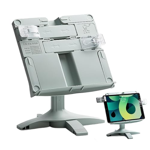 Laptop -Stand - Drehende Desktop -Buchständer für das Lesen von Komfort, Multi -Winkel -Funktion mit Seitenclips, Lehrbuchhalter für Studienbüro, weiß und grün gefärbt von Nuyhgtr