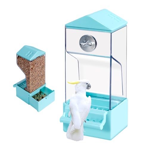 Vogelfutterstation | Externer Käfig Automatischer -Futterspender – Transparenter Anti-Spritzer Vogelfutterbehälter für Kanarienvögel, Sittiche, , Nymphensittiche, Spatzen, Rotkehlchen von Nuyhgtr