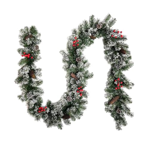 Winterkiefer Girlande Mit Roten Beeren | 8.8FT Weihnachtsbeeren Girlande Mit Tannenzapfen - Saisonale Deko Für Küche Kaminfeuer Bücherregal Hof Party von Nuyhgtr