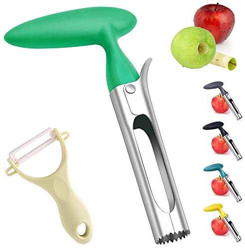 Apfelentkerner Apfelausstecher Edelstahl Apfelkernausstecher mit Scharfer Gezackter Klinge und Ergonomisches Angle Handle Apfel oder Birne Core Entferner Werkzeug für Home Küche (Grün) von Nuyoah