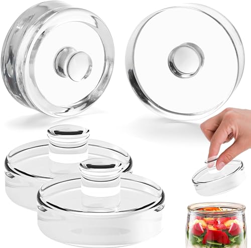 Nuyoah Glasgewichte Fermentieren Fermentiergewichte mit Griff Fermentierset zum Fermentieren und Einmachen Passend für für Weithals-Einmachgläser 4Stk von Nuyoah