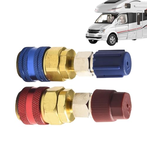 Auto-Wechselstrom-Schnellverbinder, Auto-AC-System-Anschluss, verstellbares Kältemitteltank-Adapter-Set für Kühlung, Klimaanlage, Aufladungsservice von Nuytghr