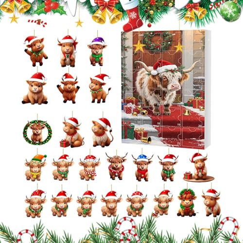 Christmas Cow Countdown | 2D Deko Festtage Countdown Partyzubehör - Tier Kalender Baumschmuck Weihnachten - Für Rucksack Auto Wohnheim Fenster Kamin Wohnzimmer Christmas Cow Countdown | 2D Deko Festtage Countdown Partyzubehör - Tier Kalender Baumschmuck Weihnachten - Für Rucksack Auto Wohnheim Fenster Kamin Wohnzimmer von Nuytghr