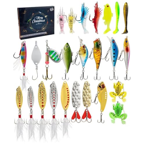 Fishing Köder Countdown Kalender | Angel Adventskalender 24 Tage | Köder für Angler Täglich Weihnachten Süßwasser Salzwasser Mann Fishing Köder Countdown Kalender | Angel Adventskalender 24 Tage | Köder für Angler Täglich Weihnachten Süßwasser Salzwasser Mann von Nuytghr